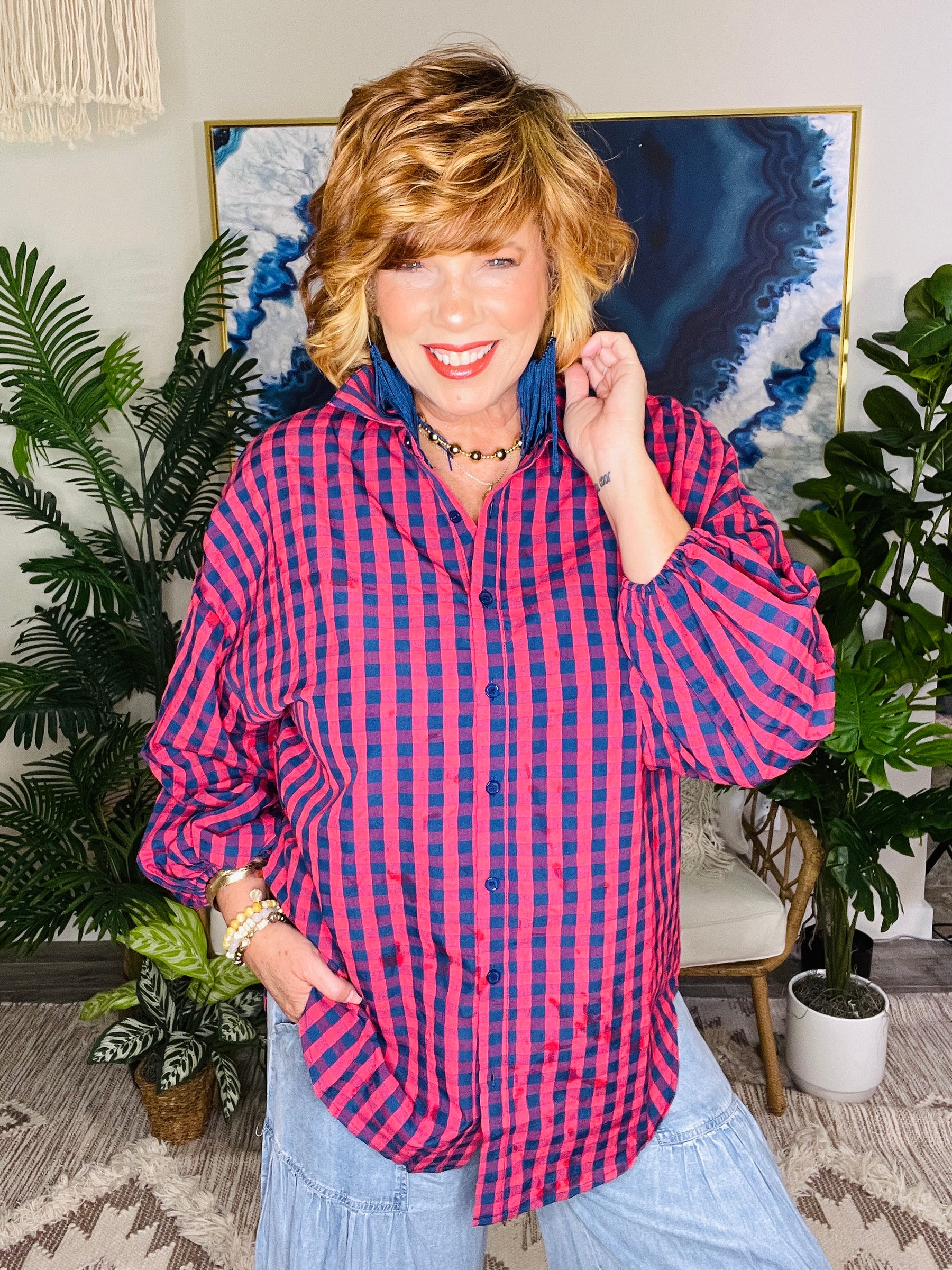 Campfire Kisses Plaid Top - S854NV