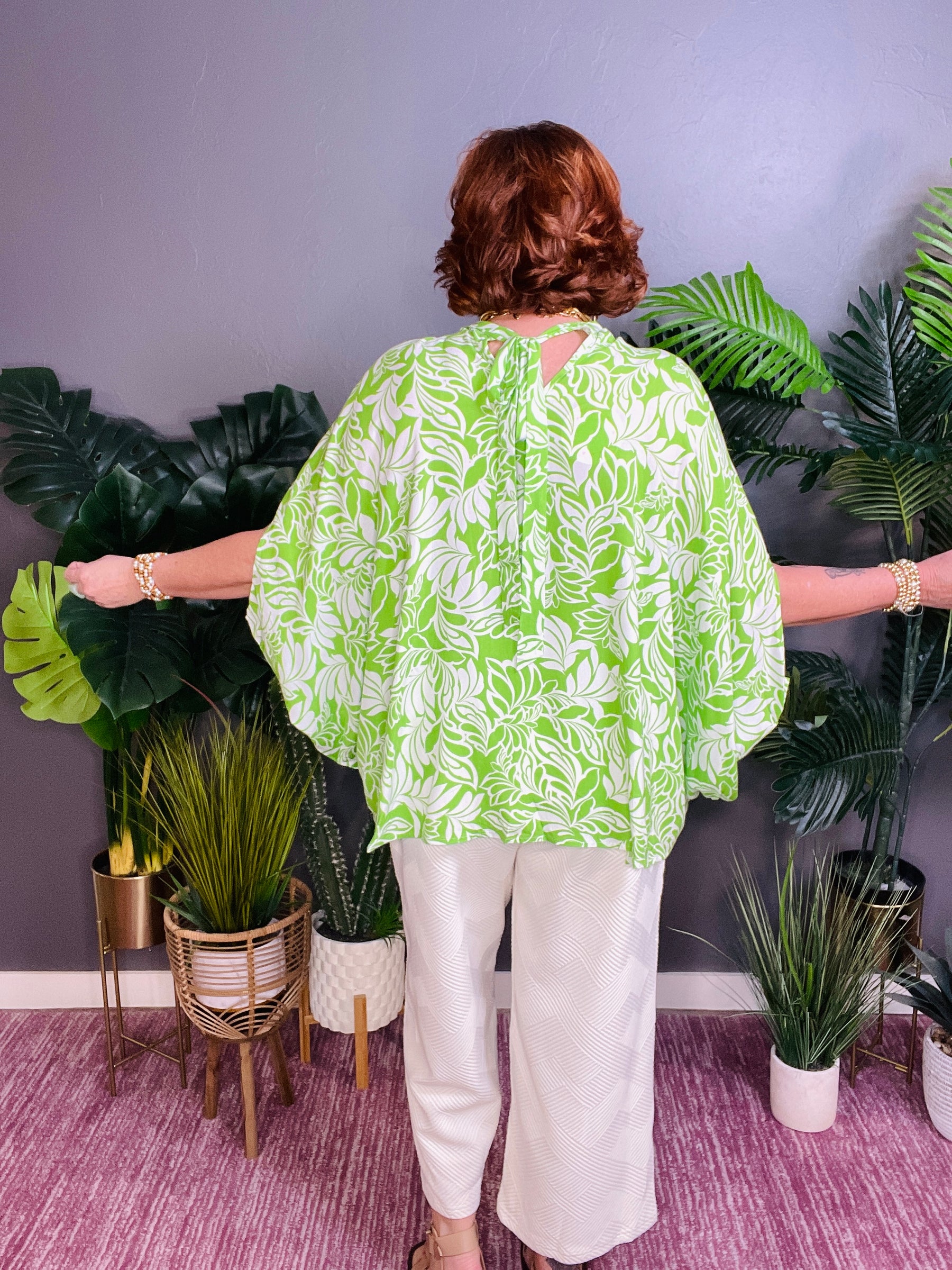 Make An Impact Green Floral Top - S408GN