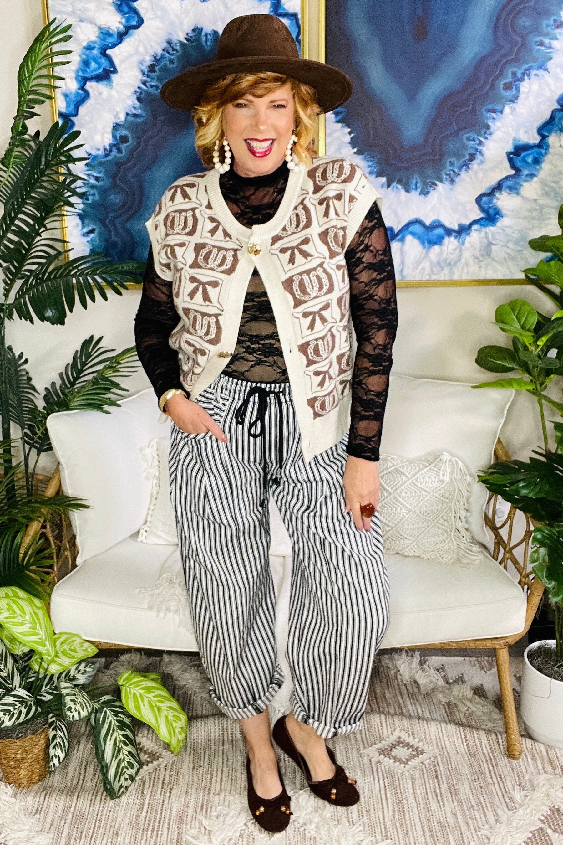Stripe It Easy Black Pants