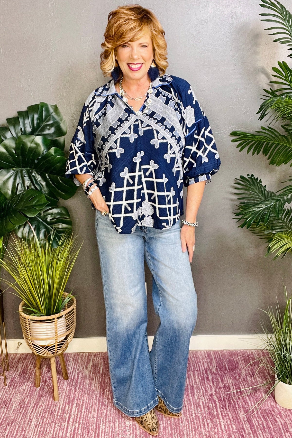 Easy Does It Navy Top - S082NV