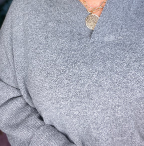 Simply Dreamy Charcoal V-Neck Sweater