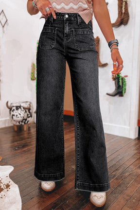 Skye Wide Leg Pocketed High Waist Jeans