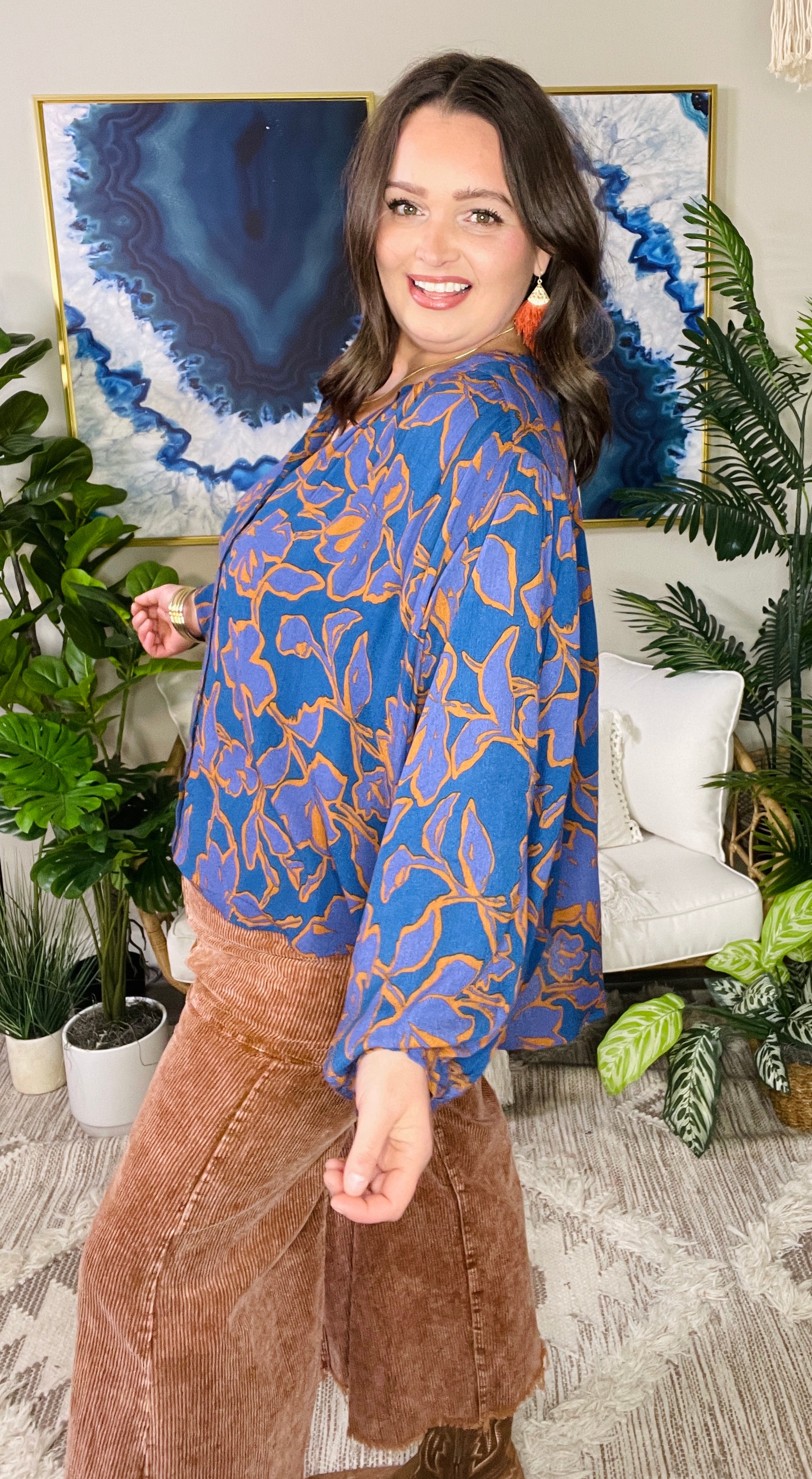 Autumn In The Air Indigo Top - T003IN