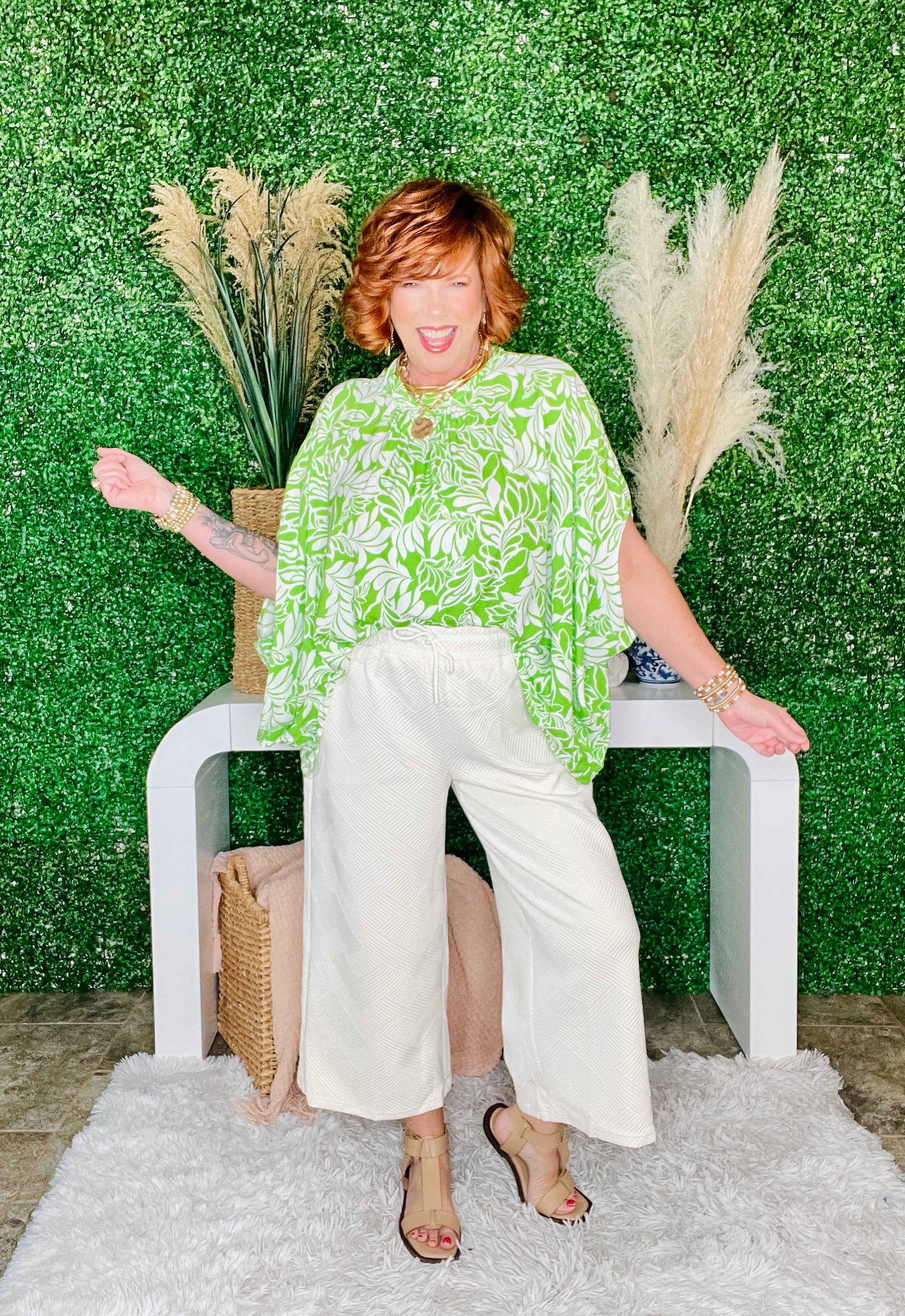 Make An Impact Green Floral Top - S408GN