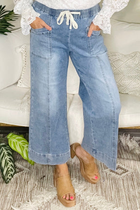 Oakley Drawstring Waist Wide Leg Jeans