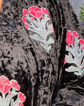 Glam Made Easy Velvet Embroidered Dress - DR019BK