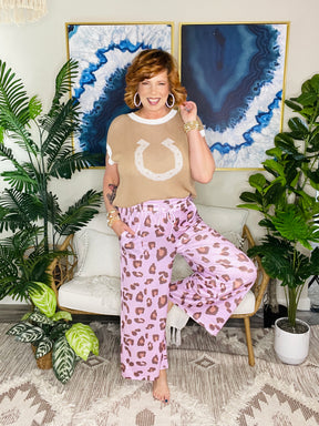 Wild Mood Pink Drawstring Leopard Pants