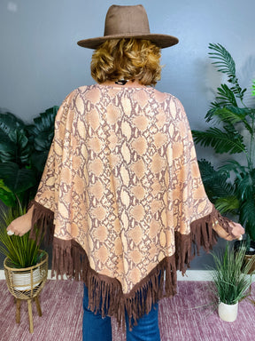 Fringe Worthy Snake Poncho - OT015BR