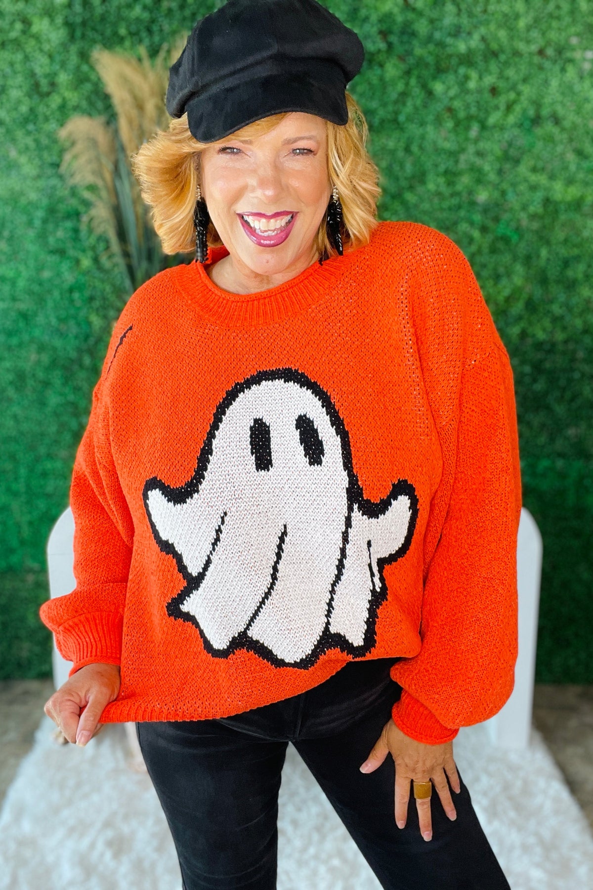 Hey Boo Halloween Sweater ~ S002OR