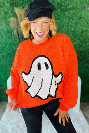 Hey Boo Halloween Sweater ~ S002OR
