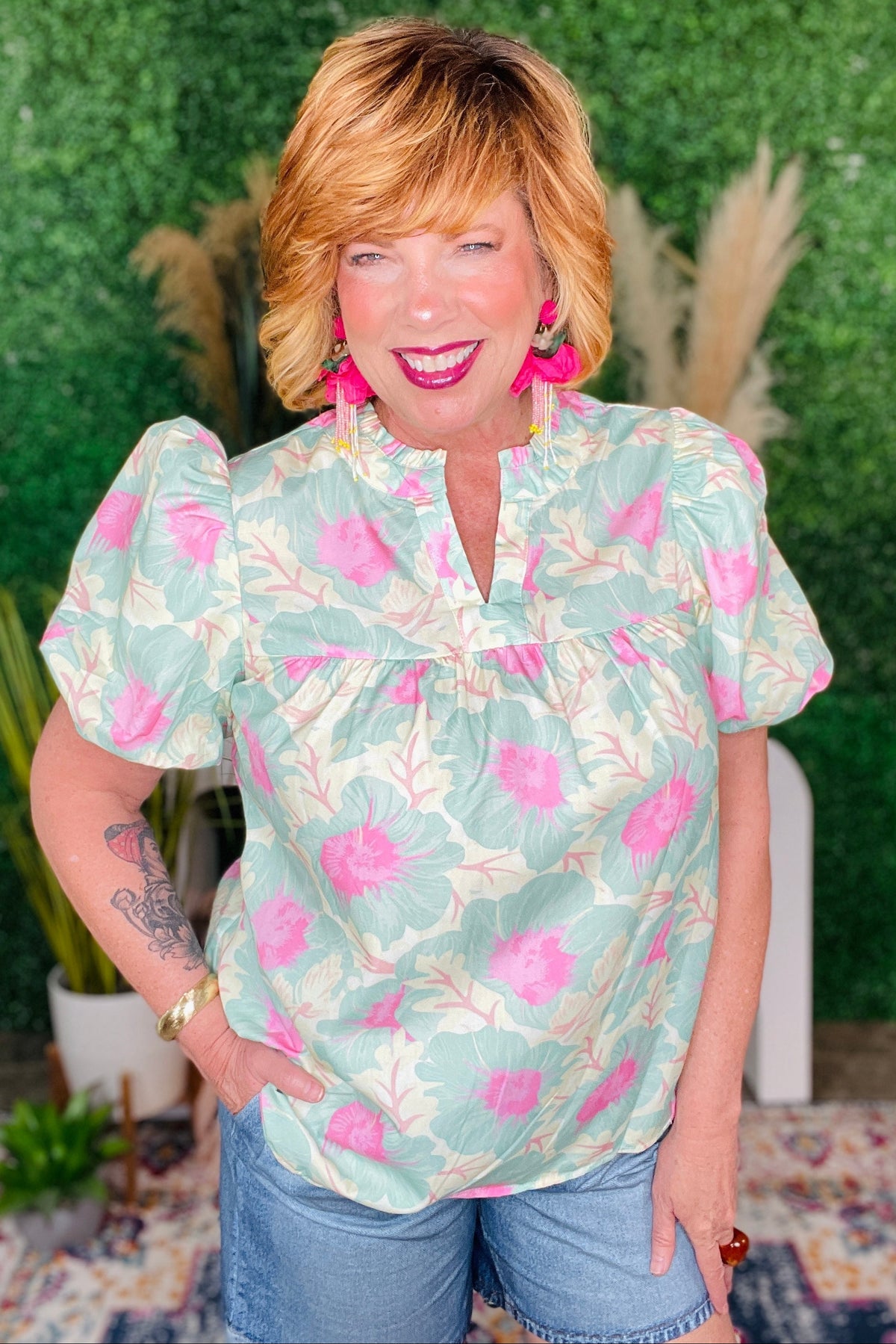 Main Street Muse Green Top