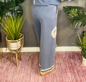 Peace All Around Denim Blue Pants - P039DB