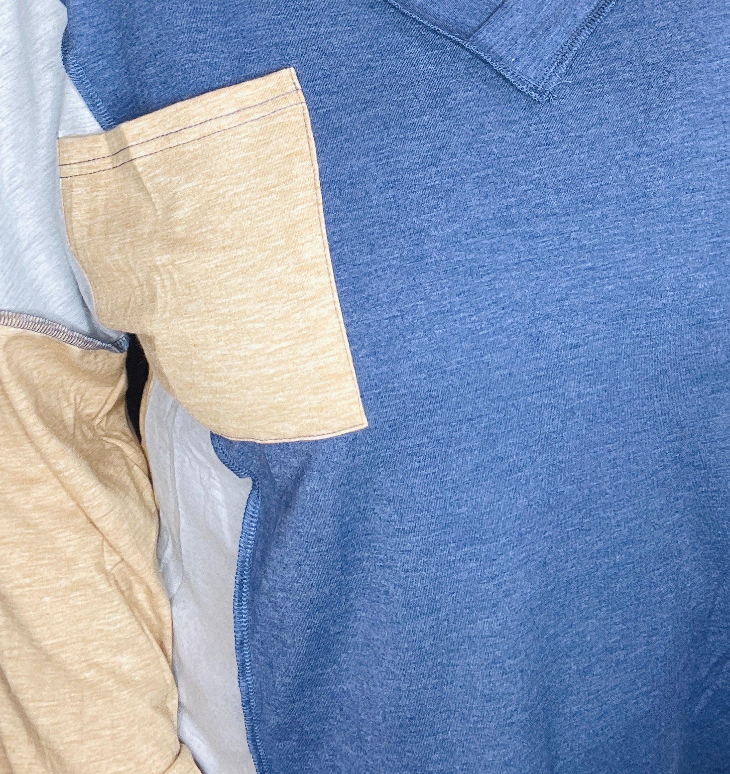 Block Party Blue Colorblock V Neck Top