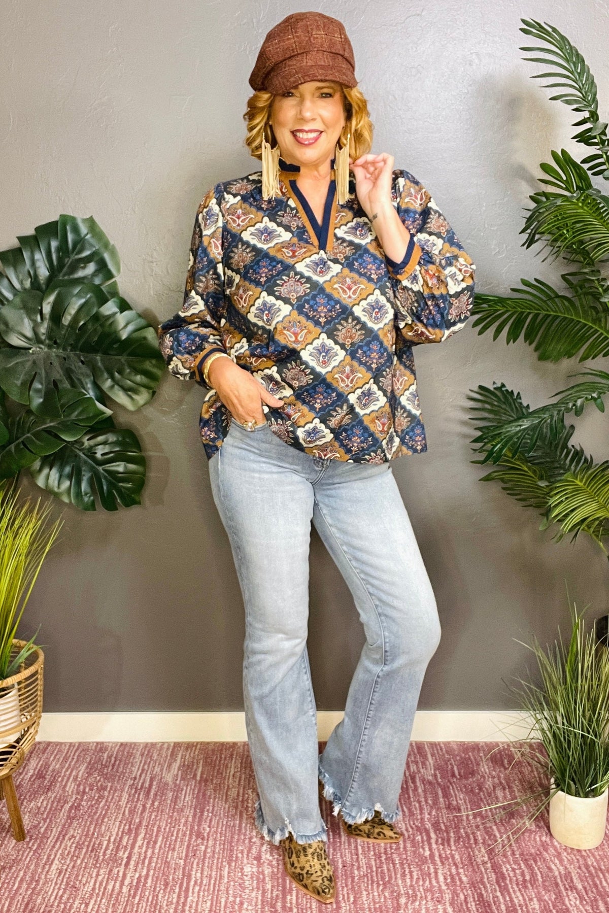 Avery Full Size Tummy Control Mid Rise Flare Jeans with Fray Hem Detailed