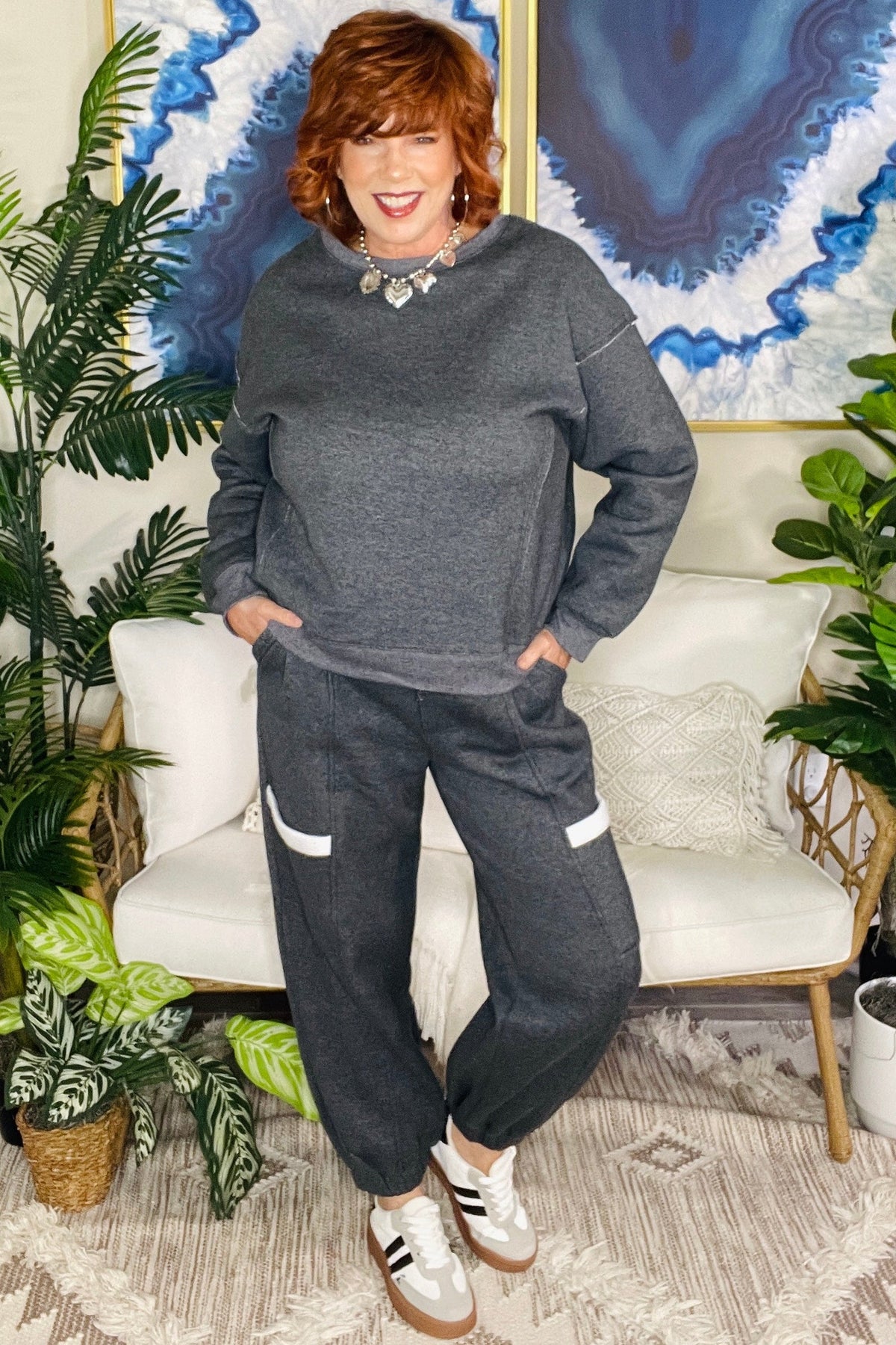Doing Nothing Today Top And Pant Set
