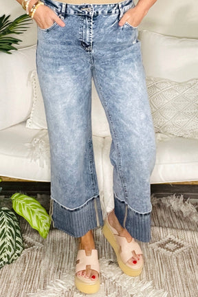 A Little Extra Cuffed Straight Loose Jeans