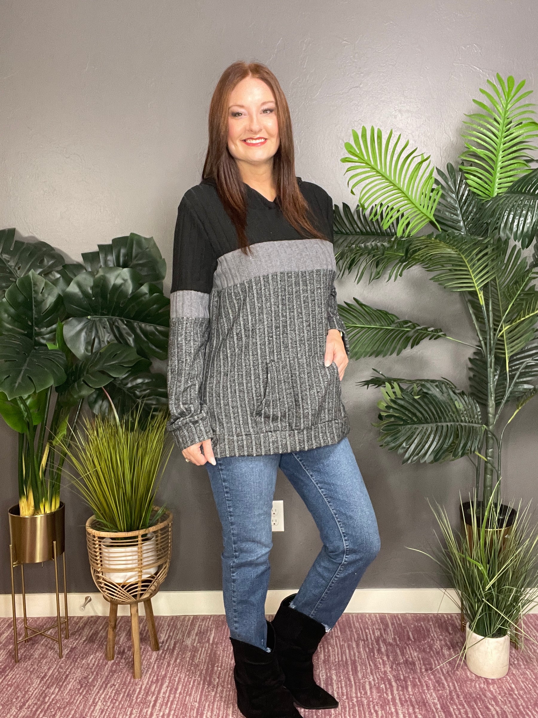 Block The Ordinary Ribbed Knit Hoodie (6 Colors)