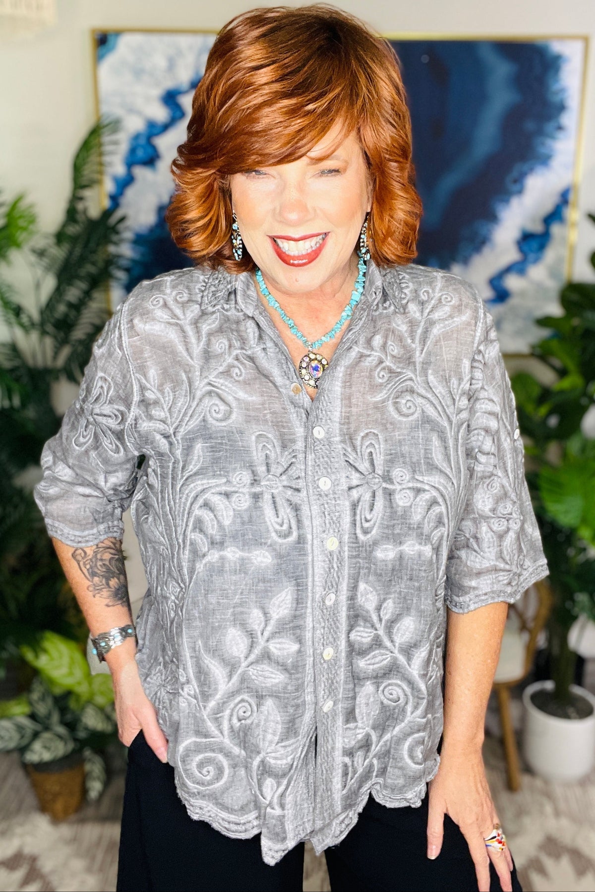 Gypsy Road Gray Top - S984GR