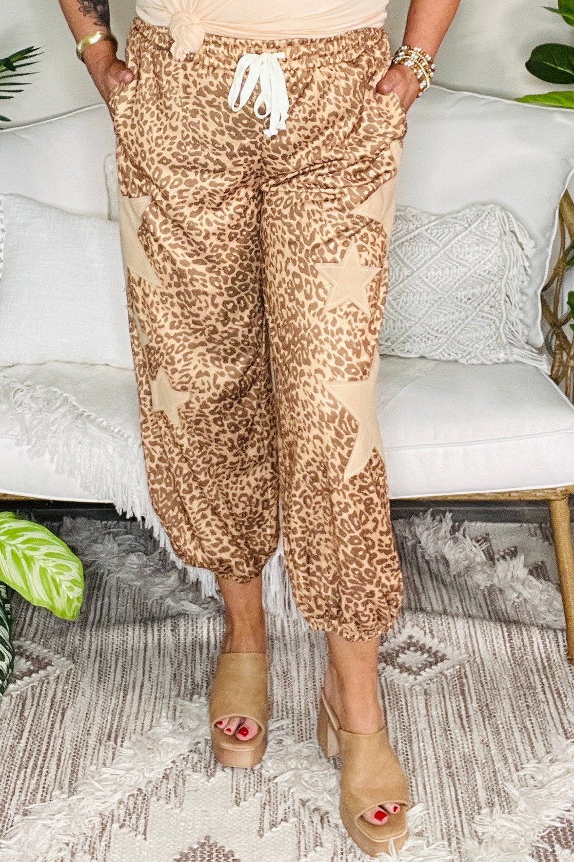 You're A Star Leopard Print Star Jogger Pants