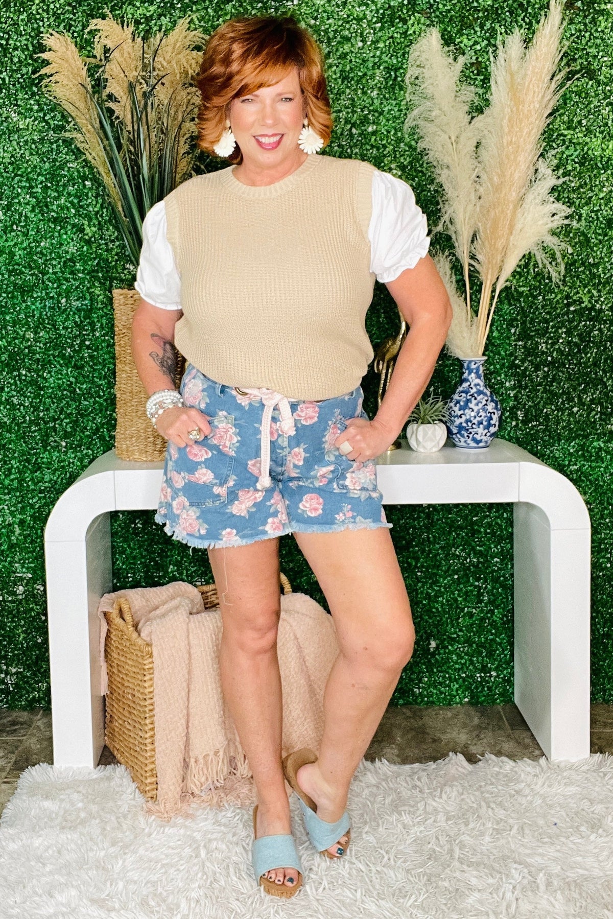 Here For The Fun Floral Short - SHR004DN