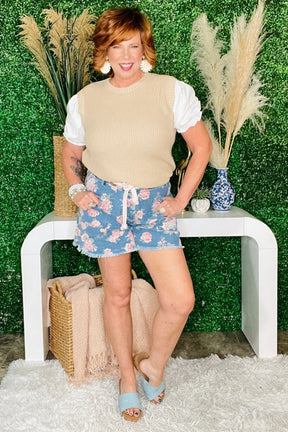 Here For The Fun Floral Short - SHR004DN