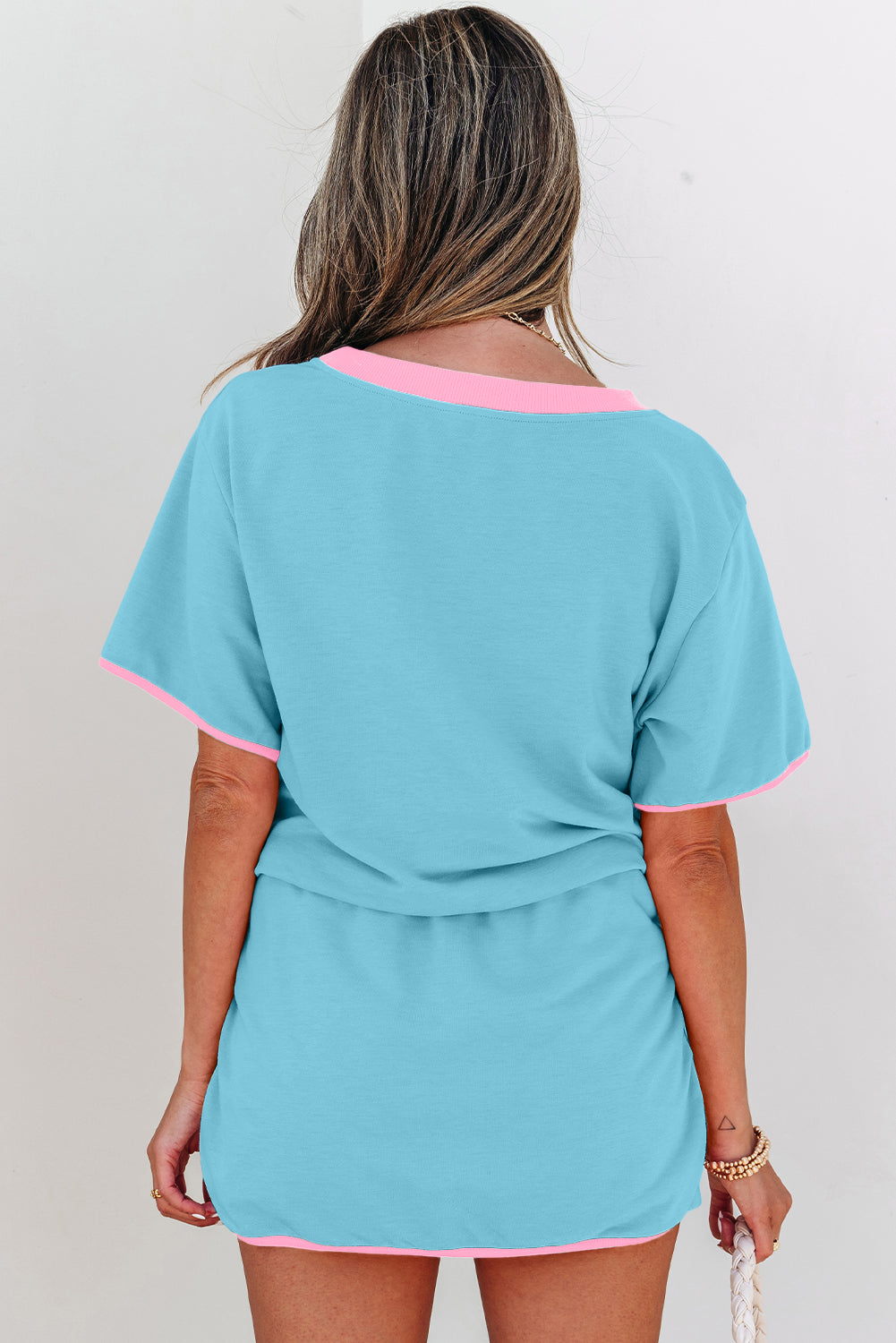 Taking It Easy Turquoise Colorblock Top and Skort 2Pc Set