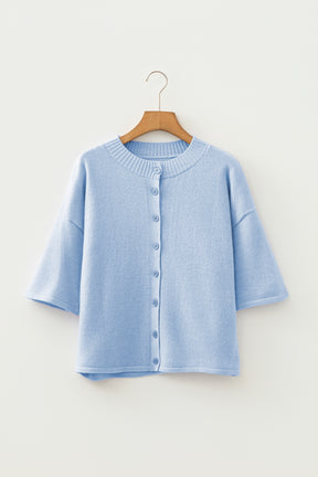 Easy To Style Blue Knit Sweater Cardigan