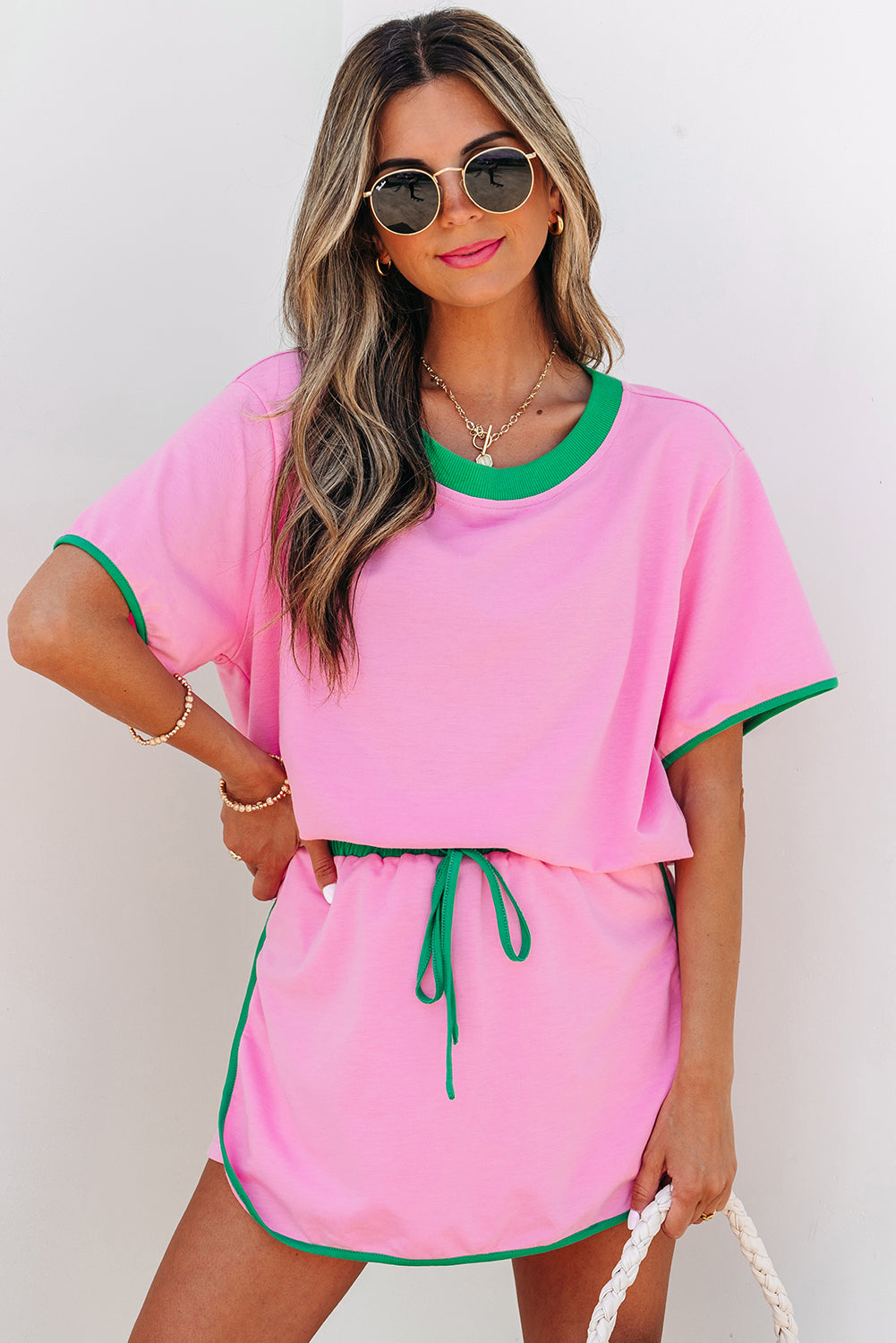 Taking It Easy Bonbon Colorblock Top and Skort 2Pc Set