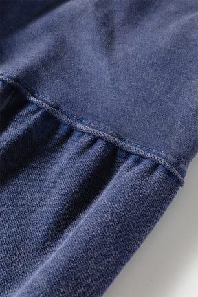 Everyday Comfort Wear Blue Mineral Wash Tiered Wide Leg Pants