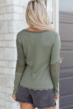Soft Lace Beauty Waffle Ribbed Top