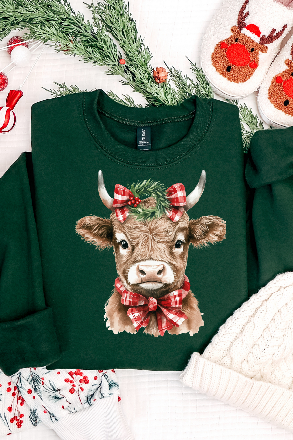 HIghland Cow Christmas Graphic Tee and Sweatshirt
