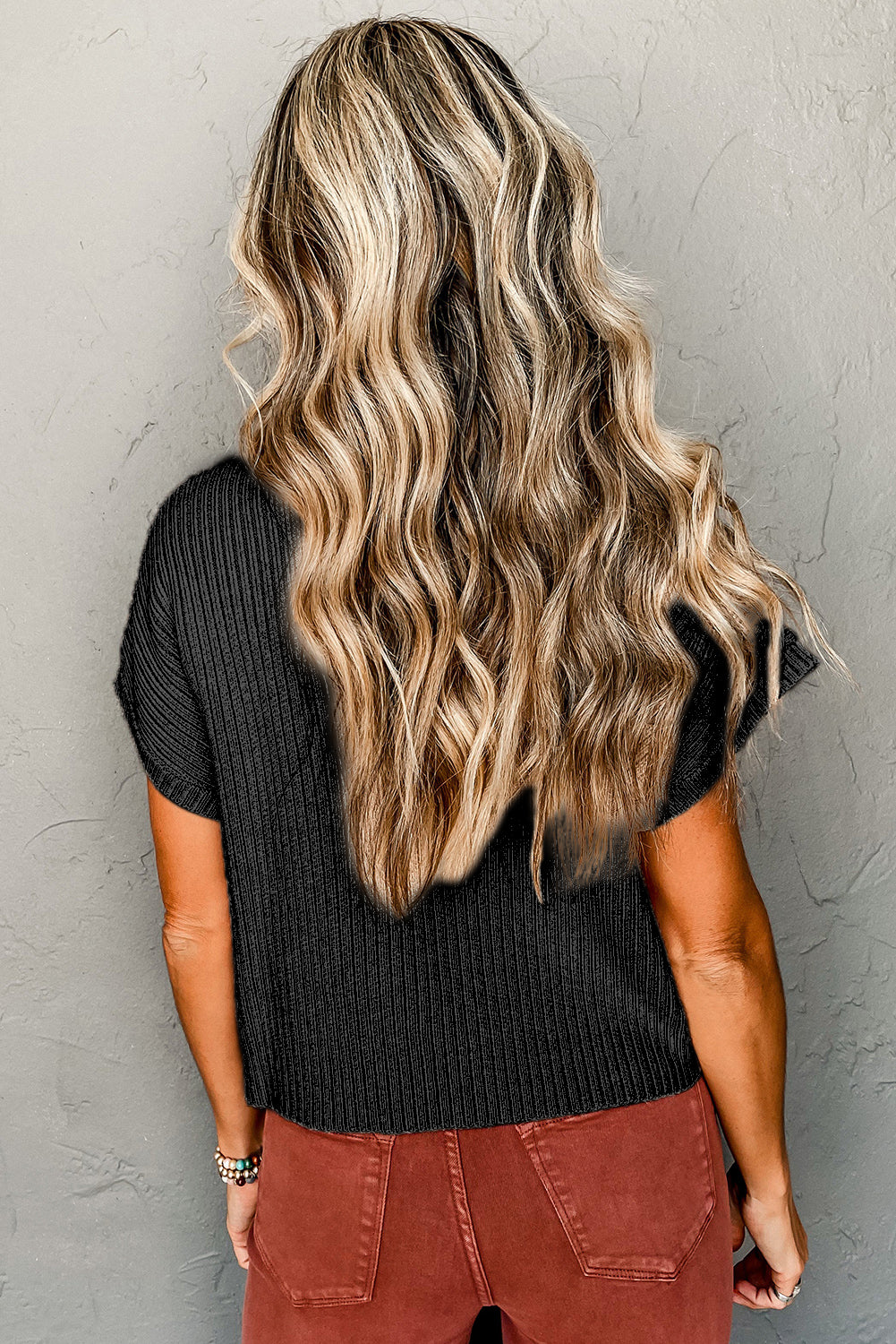 Casually Chic Black Ribbed Knit Sweater