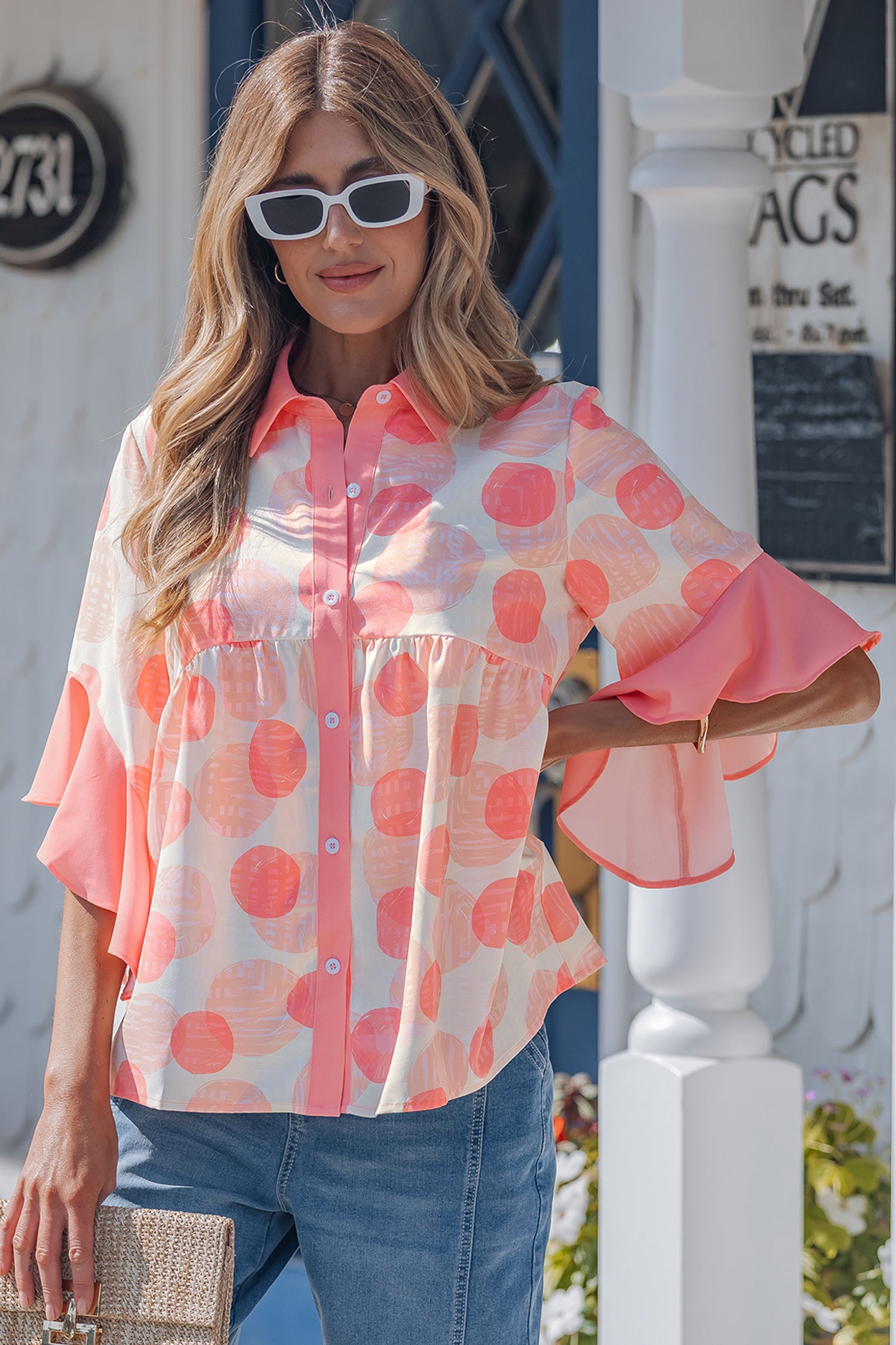 Glamour Girl Pink Polka Dot Top