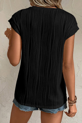 A Simple Life Black Wavy Textured Top