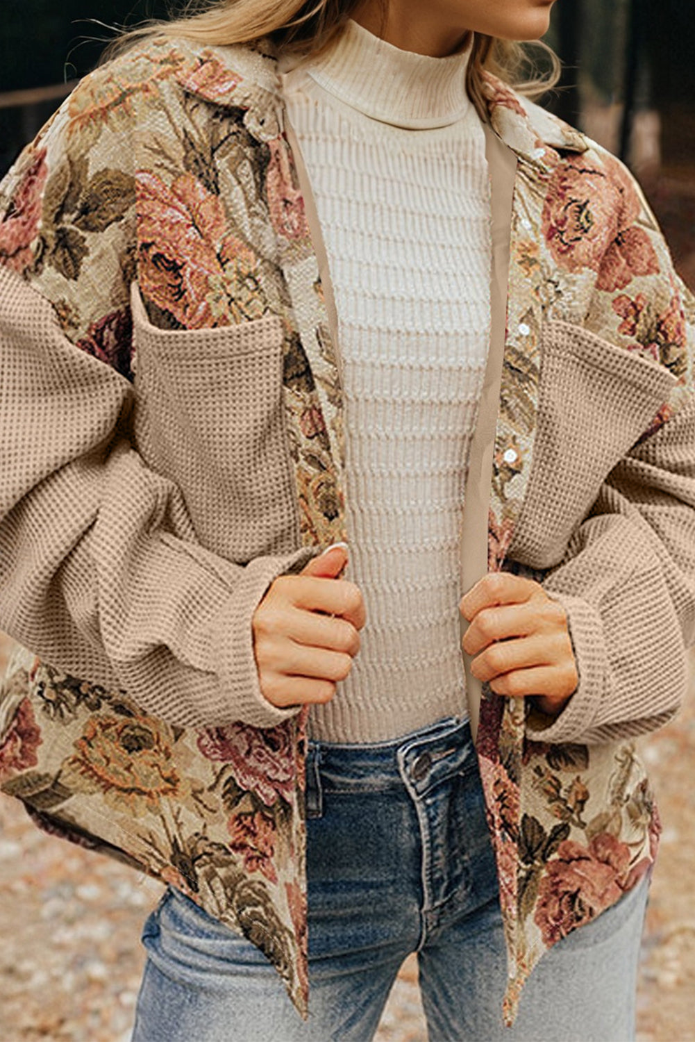 The Bloombreaker Floral Waffle Knit Jacket