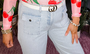 Casual Stripe Days Wide Leg Jeans