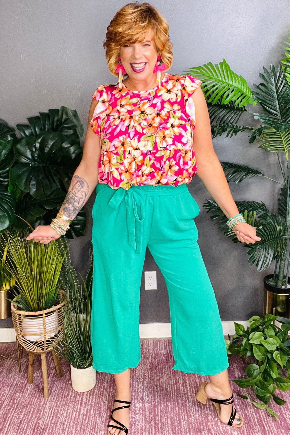 Just My Type Green Capri Pant - P094GN