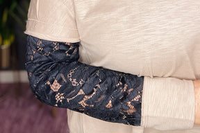 Lost In Lace Beige Sheer Lace Patchwork Top