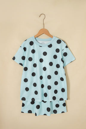 It's Spot On Sky Blue Polka Dot Top And Skort 2pc Set