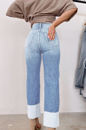 Cara High Waist Light Blue Distressed Straight Leg Jeans