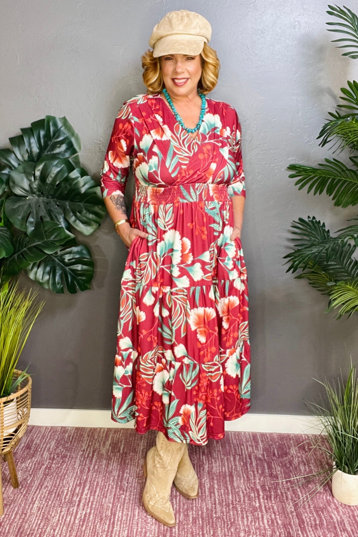 In Full Bloom Burgundy Maxi Dress - DR010BU
