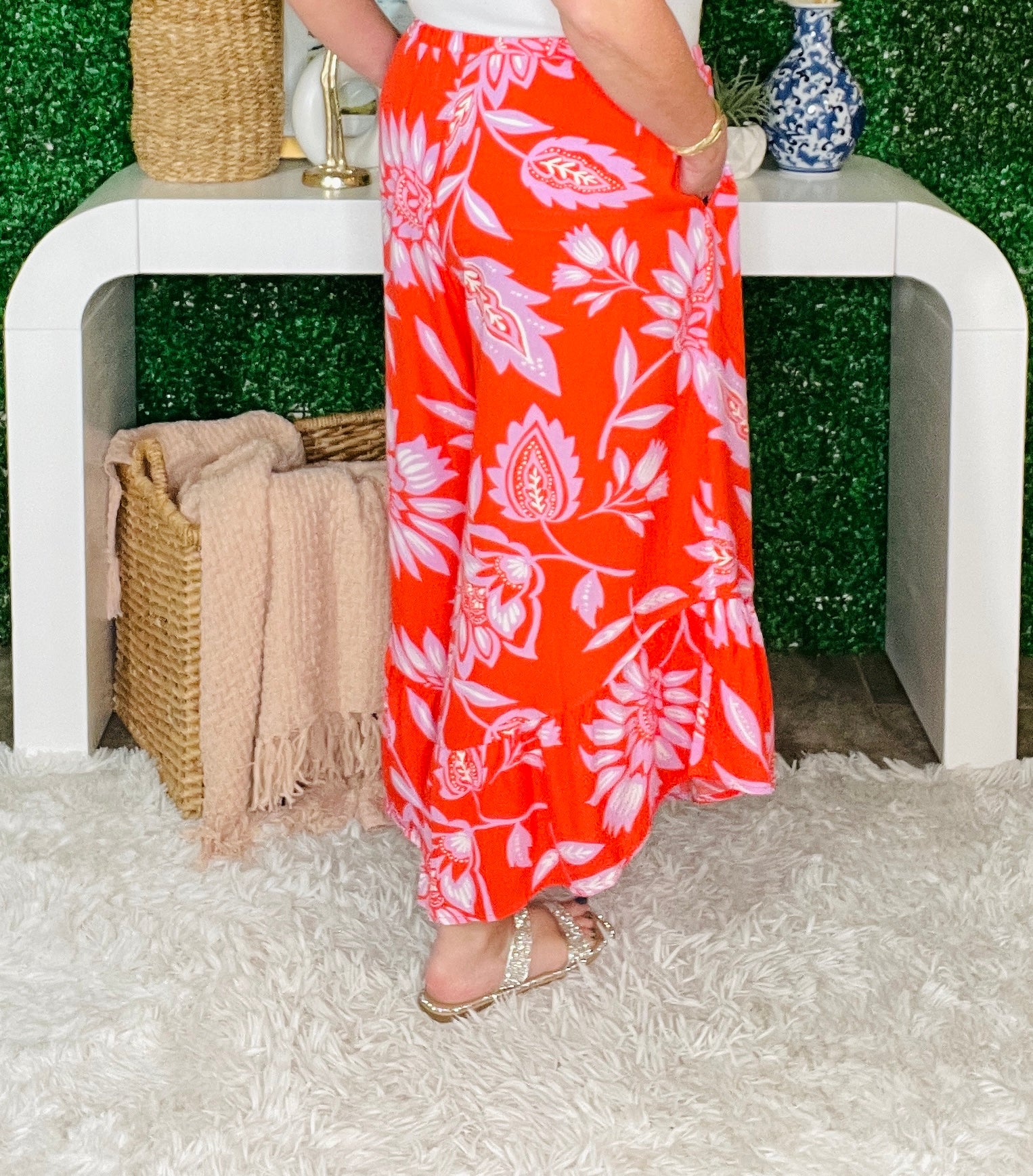 Floral Getaway Coral Floral Pants - P085CO