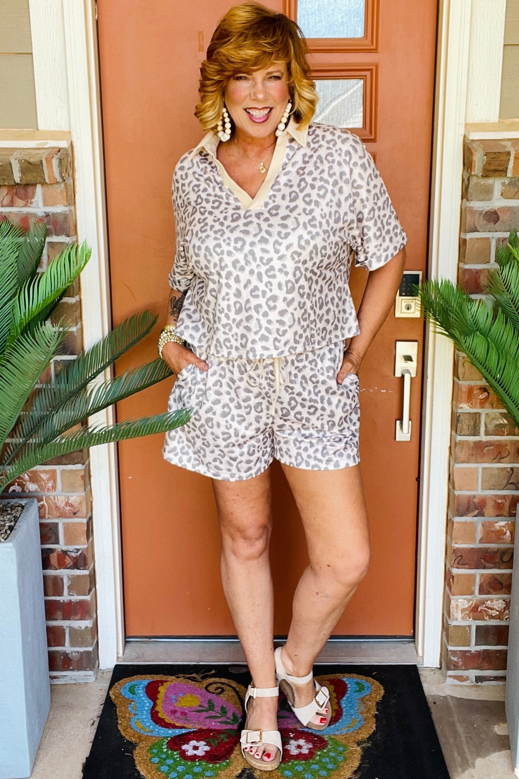 It's A Jungle Khaki Top And Short Set