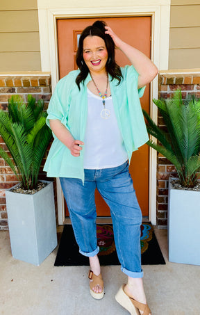 Whitney Sky Blue Cuffed Barrel Jeans