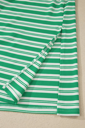 Vacay Bound Green Stripe Midi Dress with Pockets