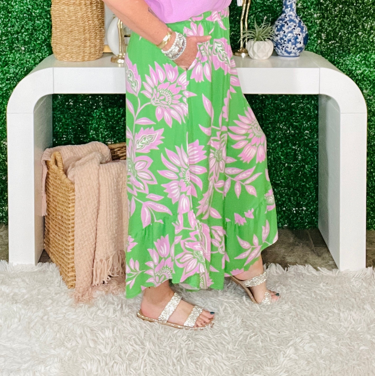 Floral Getaway Lime Floral Pants - P084LM