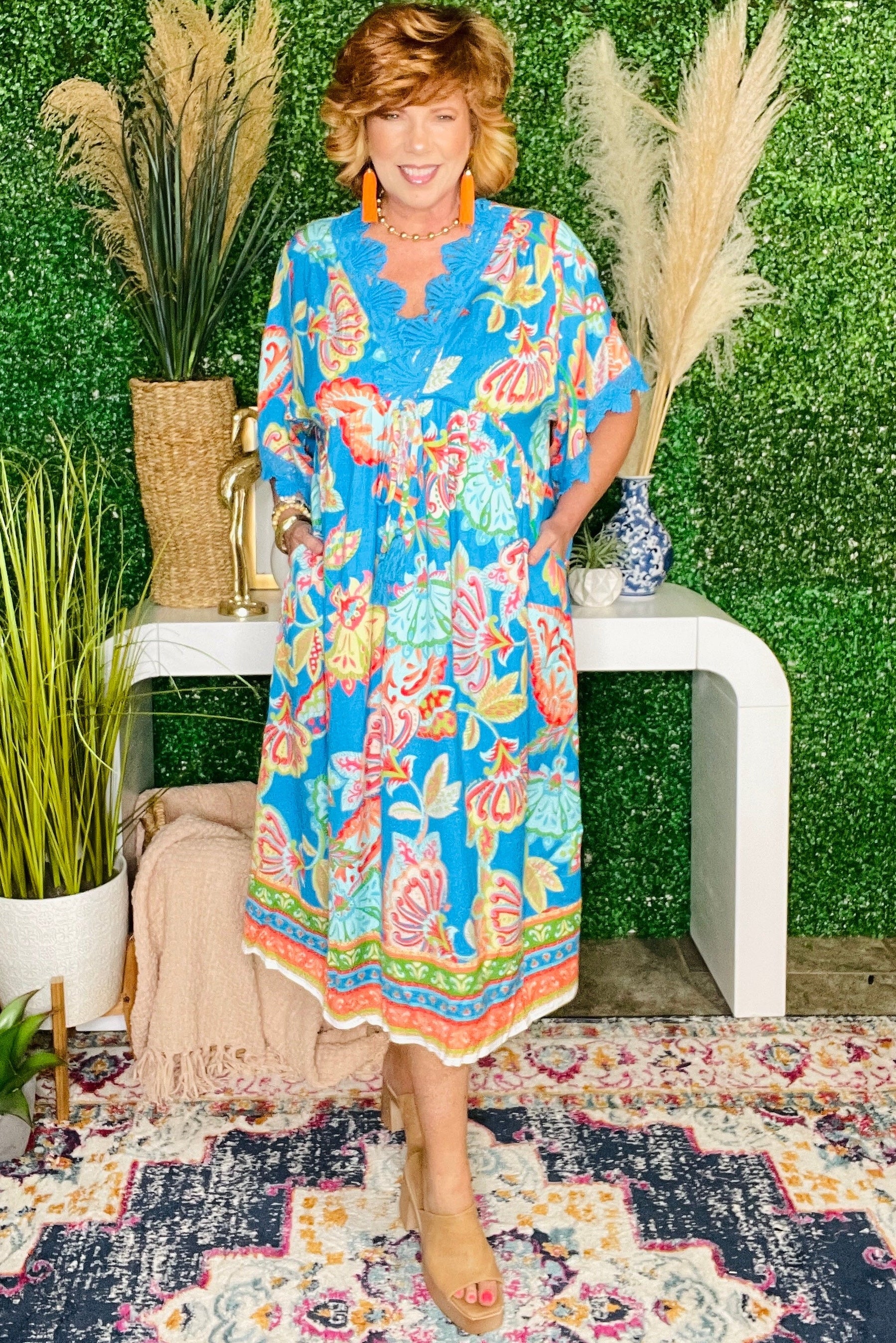 Palm Royale Blue Mix Dress - DR249BL