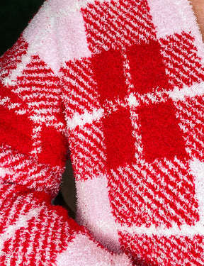 Plaid Valentine Cloud Cardigan - OT116RD