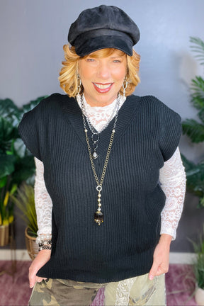 Keep It Preppy Black Vest - S094BK