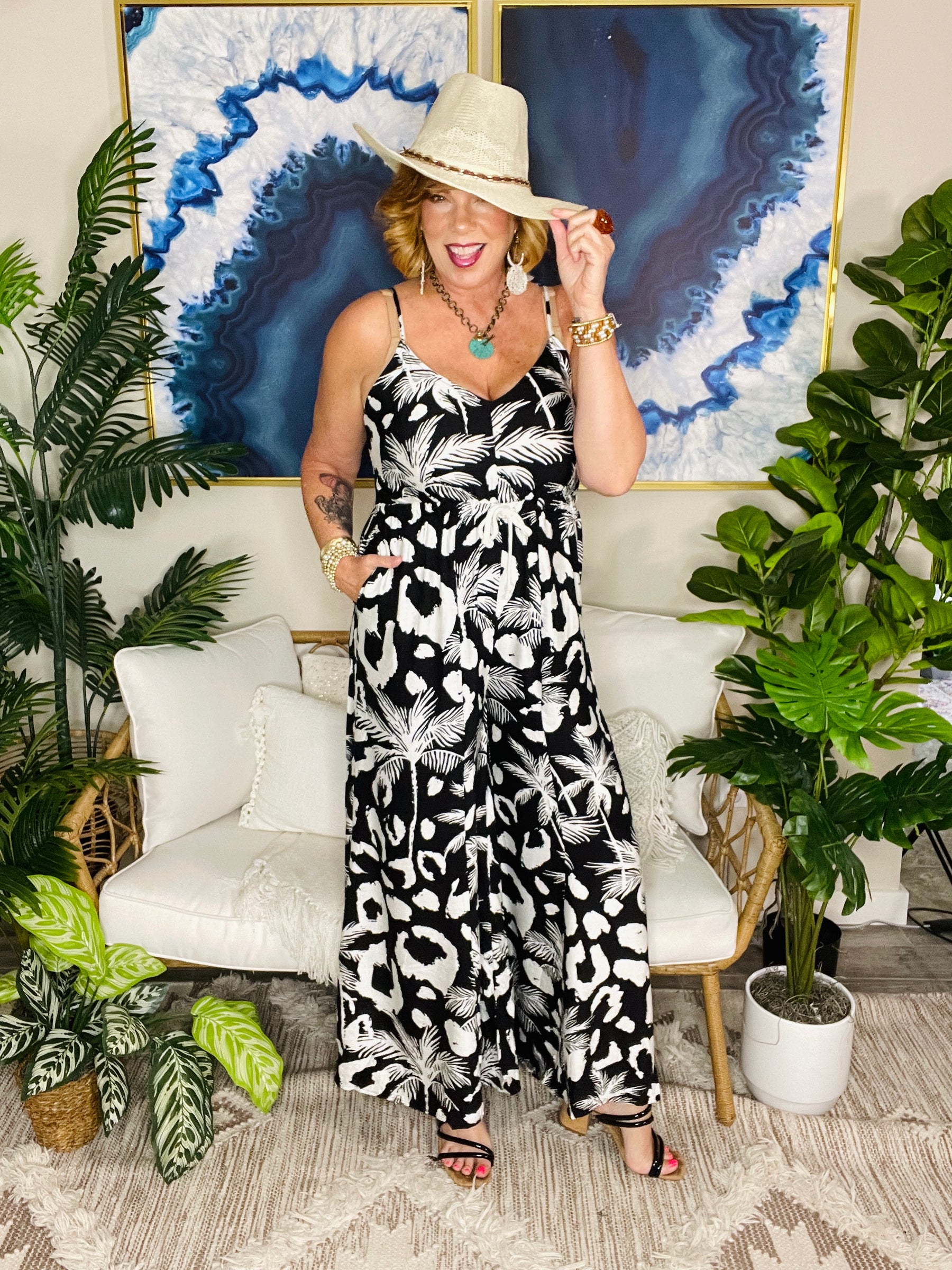 Palm And Prowl Jumpsuit - R026BK